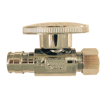 Apollo 1/2 in. Chromed Brass PEX-A Expansion Barb x 3/8 in. Compression Quarter-Turn Straight Stop Valve EPXVS1238C